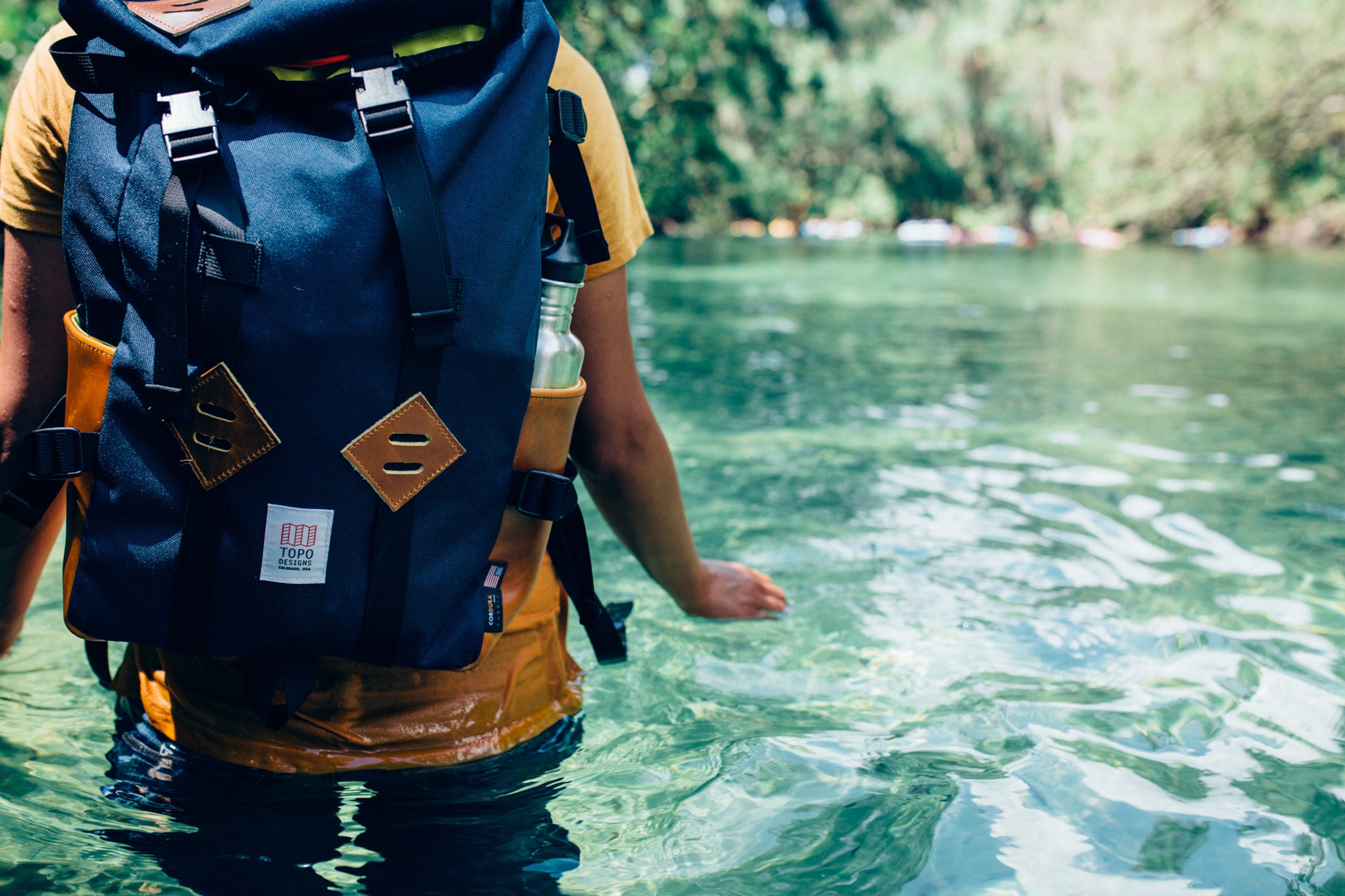 a person crossing the river