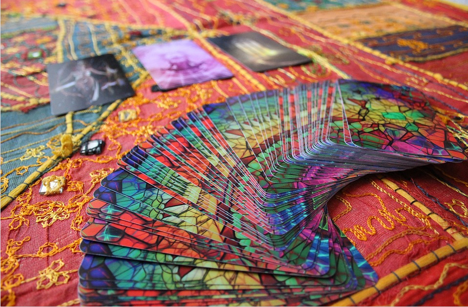 tarot cards on a carpet